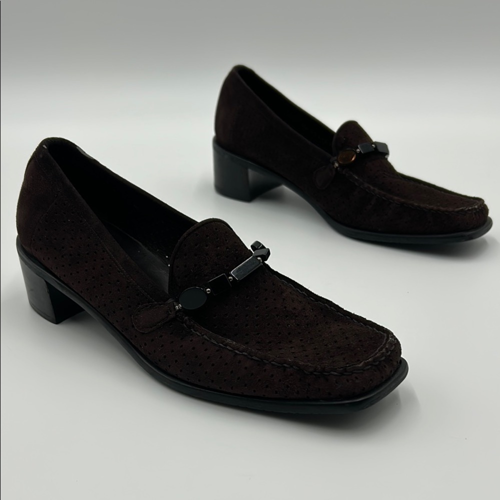 Stuart Weitzman Brown Suede Loafers Slip-On Design 7M - Picture 3 of 14